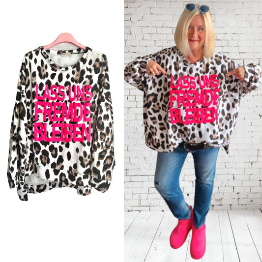 Sweatshirt "FREMDE", weiß-Leo