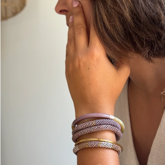Maison KIZO - nepalesisches Roll-on Armband, taupe/braun/gold