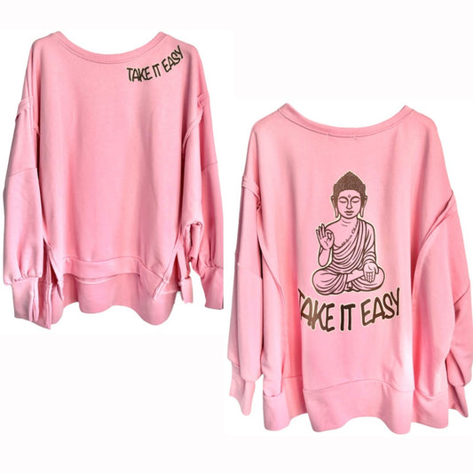 Sweatshirt "TAKE IT EASY", candy rosa