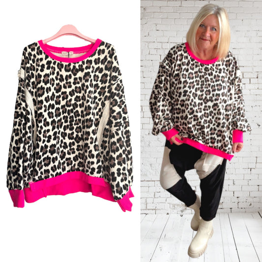 Sweatshirt mit Roundneck "LEO with PINK Accents"