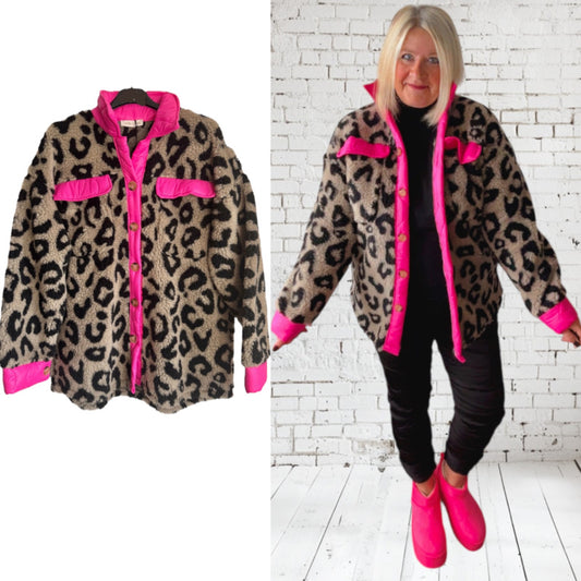 Teddy Hemd Jacke "PINK LEO LOVE"
