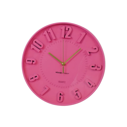 Clock Wall Clock Numbers Neon Pink 30x30x4cm Sku 204188