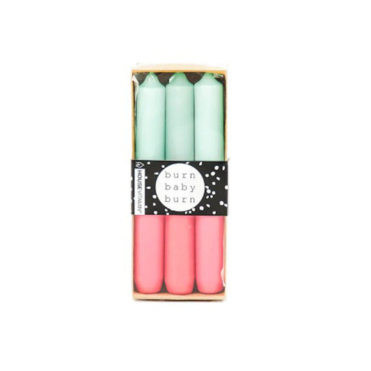 Hv Candles 6pc Green:pink Sku202164