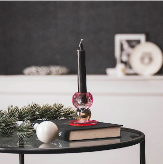 Hv Crystal Candleholder Pink:amber Sku202847 D