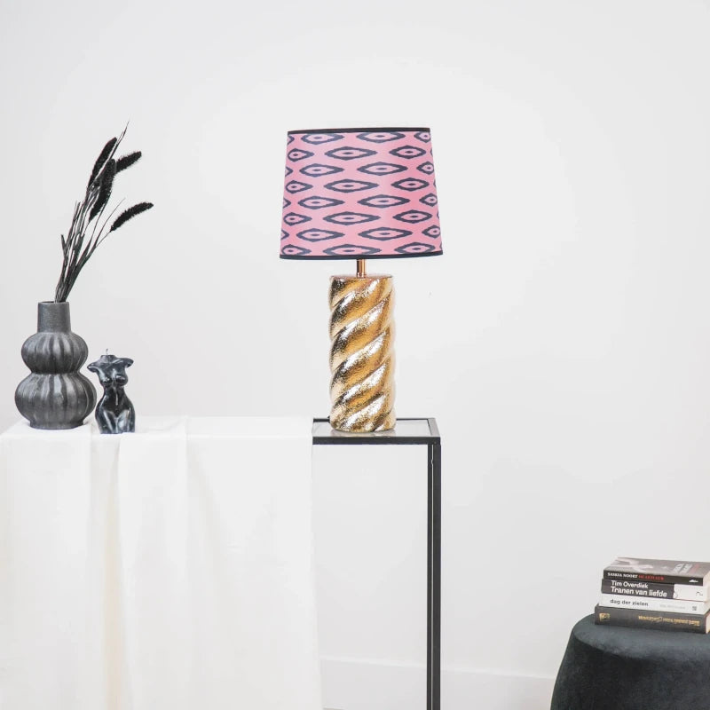 Hv Lampshade Kelim Print Polyester Pink 26x30x23cm Sku 203464 B