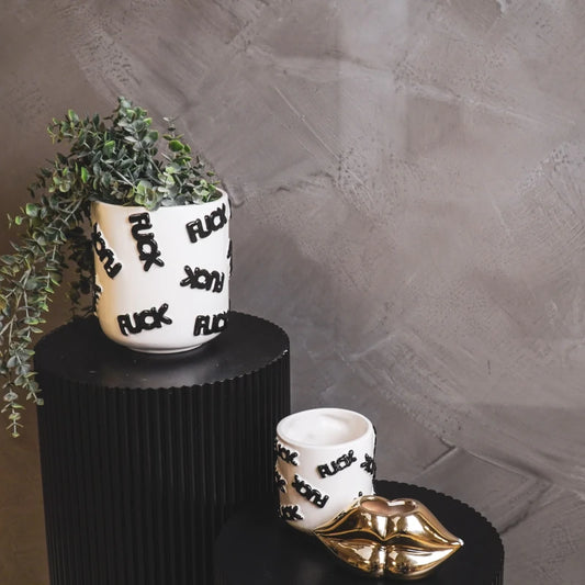 Hv Pot 'fuck' Cer White Black Klein, Sku 204098 B