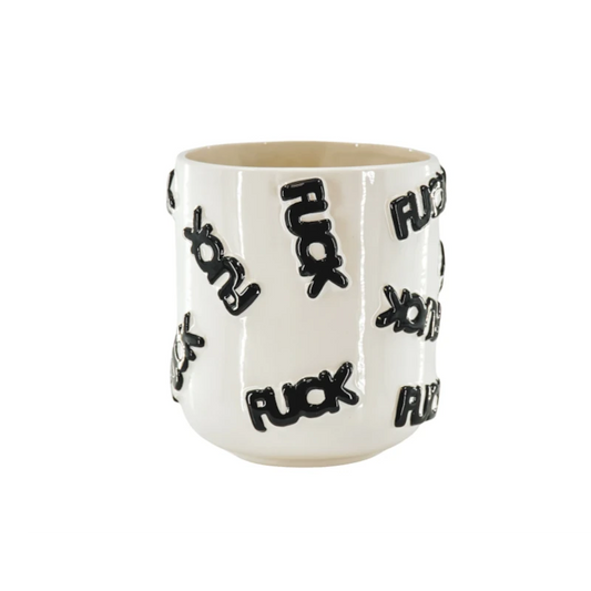 Hv Pot 'fuck' Ceramics White Black 17,5x17,5x17,5cm Sku 204095 A