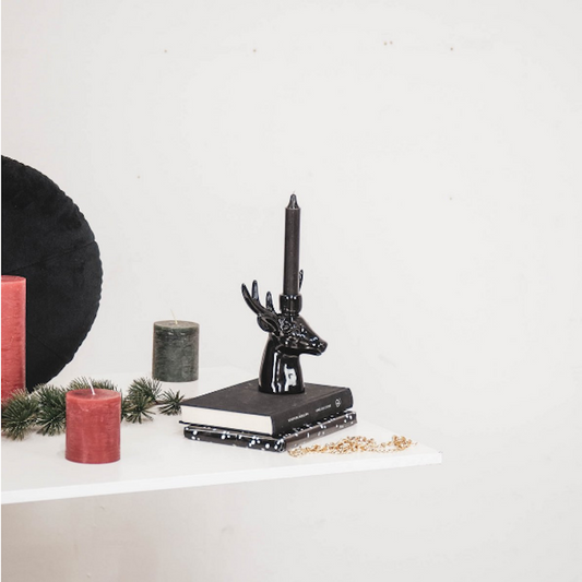 Hv Rentier Kerzenhalter Schwarz 16,5x6x15 Cm 1