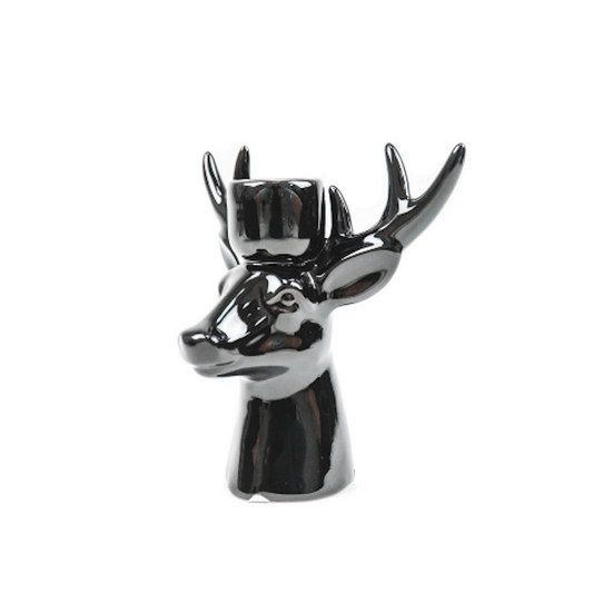 Hv Rentier Kerzenhalter Schwarz 16,5x6x15 Cm
