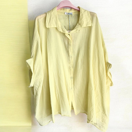 leichte oversized Bluse "MINIMALIST", zitronengelb