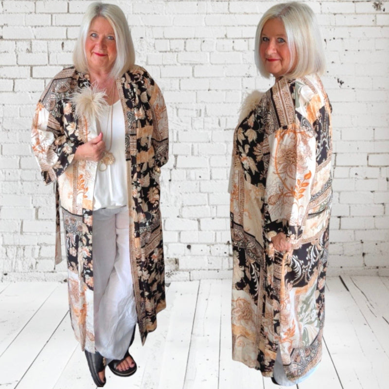 Kimono "POETRY" 3/4-Ärmel, schwarz