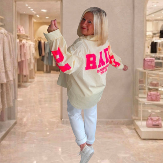 Hemd Bluse "PARADISE", gelb/neonpink