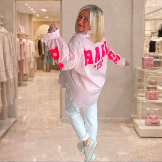 Hemd Bluse "PARADISE", rosa/neonpink