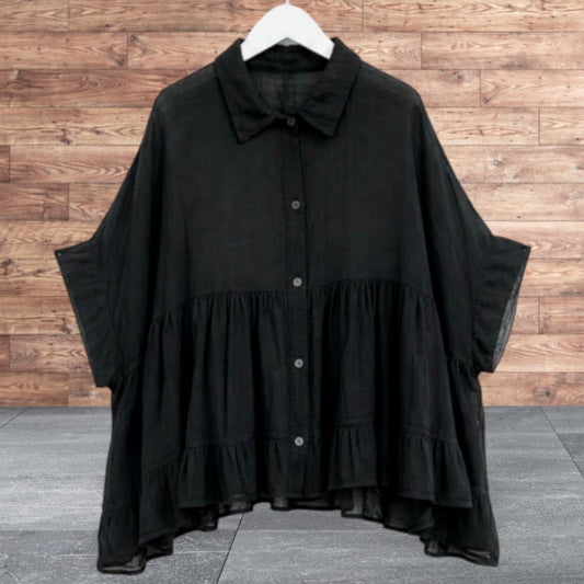leichte oversized Bluse "RELAXED", schwarz