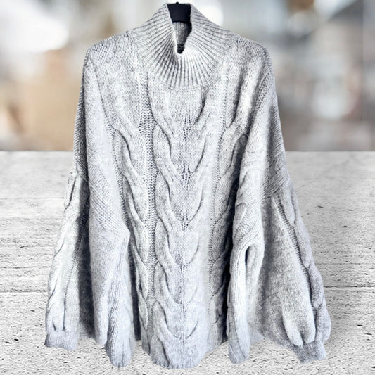 Pullover mit Zopfmuster "CABLE", grau