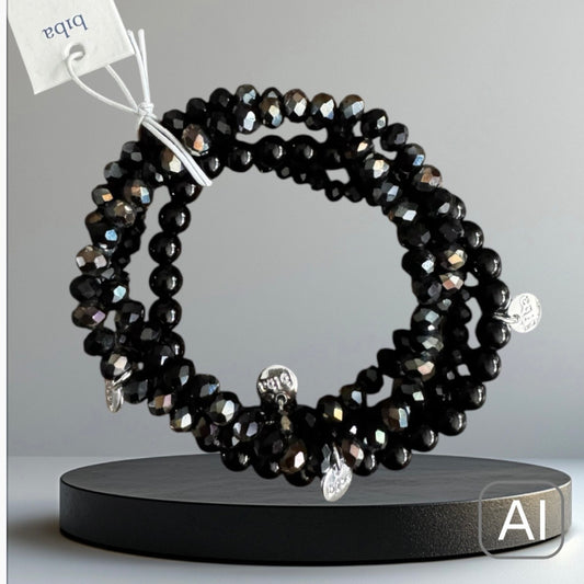 BIBA Crystal-Armband-Set, schwarz-braun