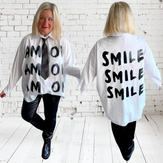 Bluse "AMOR" mit Krawatte, w/s