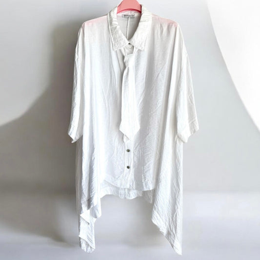 oversized Bluse "BUSINESS" mit Krawatte, weiß