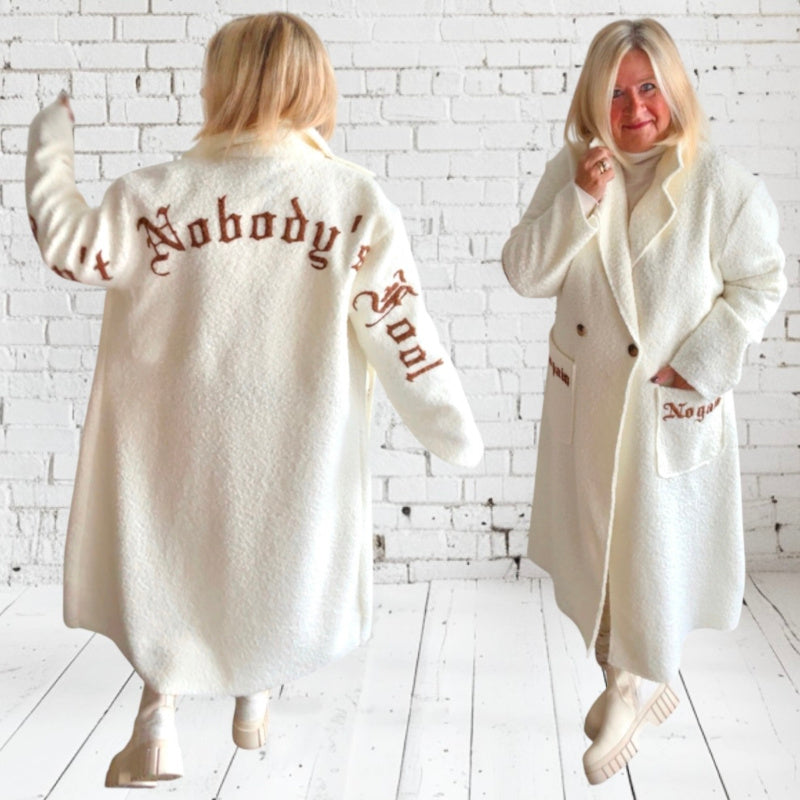 Bouclé Mantel "NOBODYS FOOL", ecru