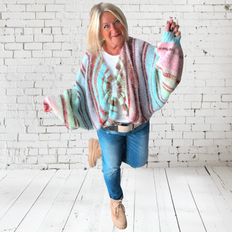 Poncho Pullover "TWISTED", mint-multi