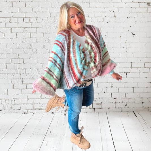 Poncho Pullover "TWISTED", mint-multi