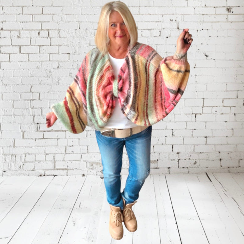 Poncho Pullover "TWISTED", orange-multi