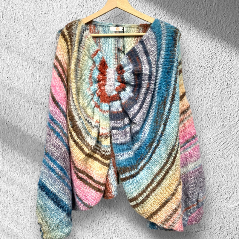 Poncho Pullover "TWISTED", pink-multi