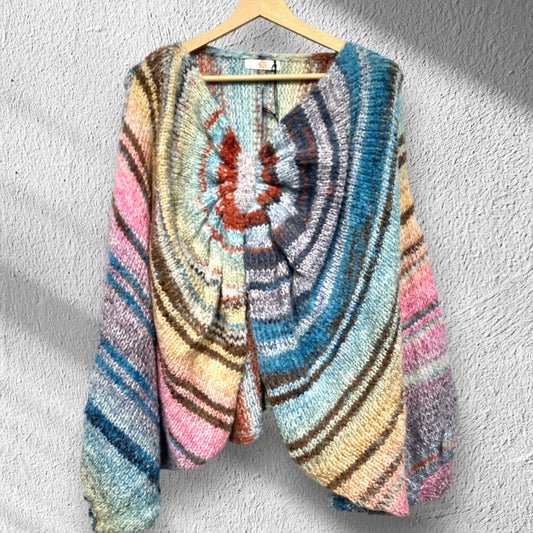 Poncho Pullover "TWISTED", pink-multi
