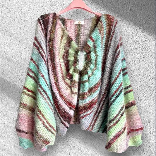 Poncho Pullover "TWISTED", mint-multi