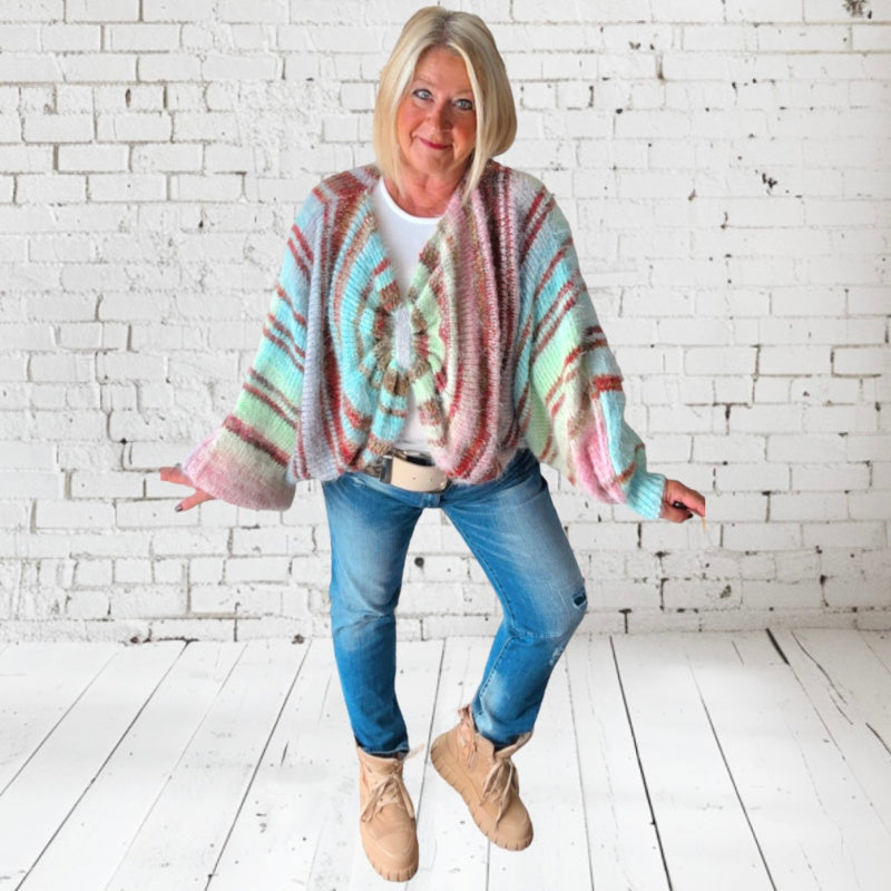 Poncho Pullover "TWISTED", mint-multi