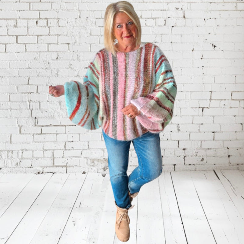 Poncho Pullover "TWISTED", mint-multi