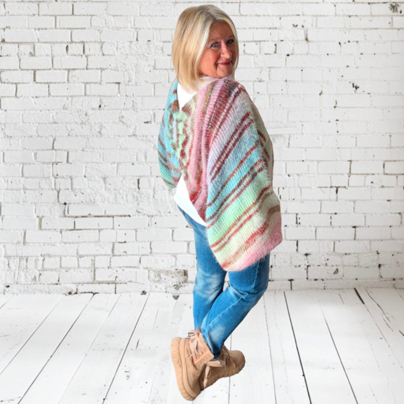 Poncho Pullover "TWISTED", mint-multi
