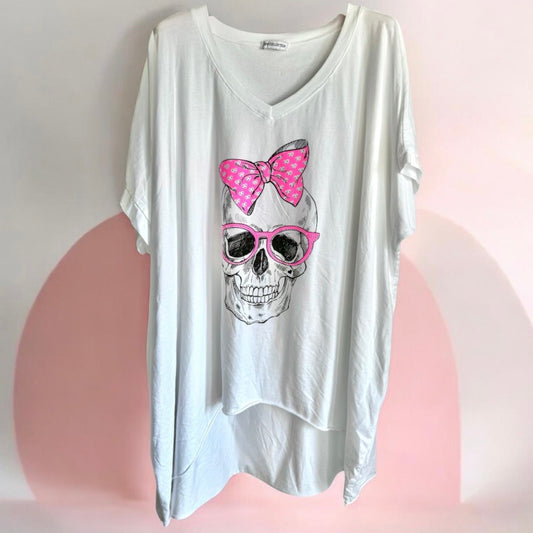 T-Shirt "SKULL" mit Glitzer, weiß