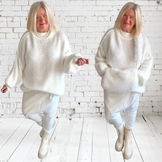 Baggy Hose "IN STYLE" mit Netz-Design, offwhite