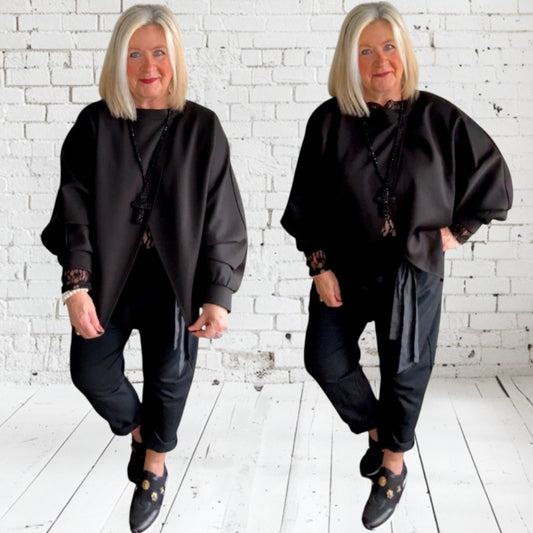 Viskose Sweatshirt "SWING", schwarz