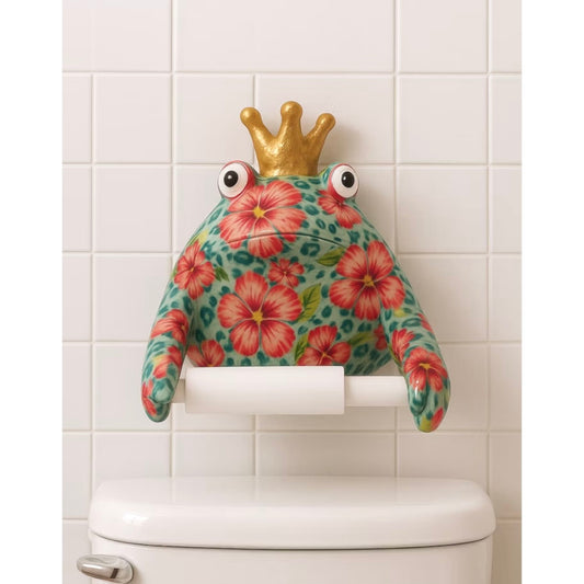 Toilettenpapierhalter POMME PIDOU Froschkönig Freddy, türkis/rot