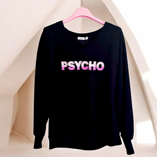 Viskose Sweatshirt "PSYCHO", schwarz