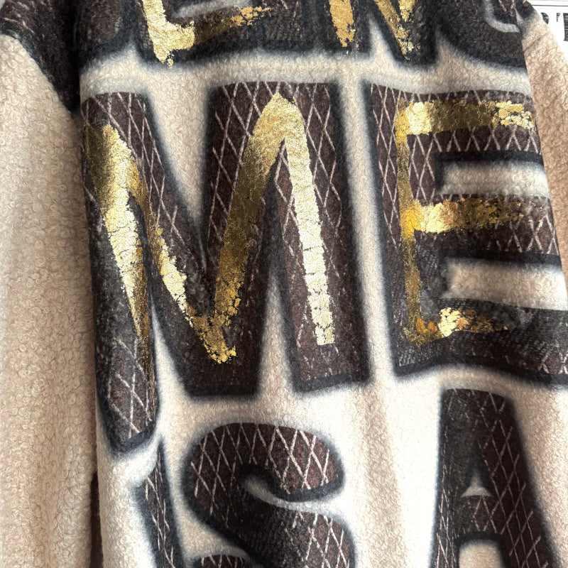 Bouclé Mantel "FULLTIME JOB", beige