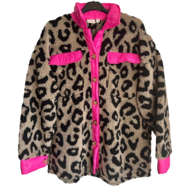 Teddy Hemd Jacke "PINK LEO LOVE"
