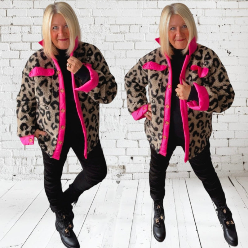 Teddy Hemd Jacke "PINK LEO LOVE"