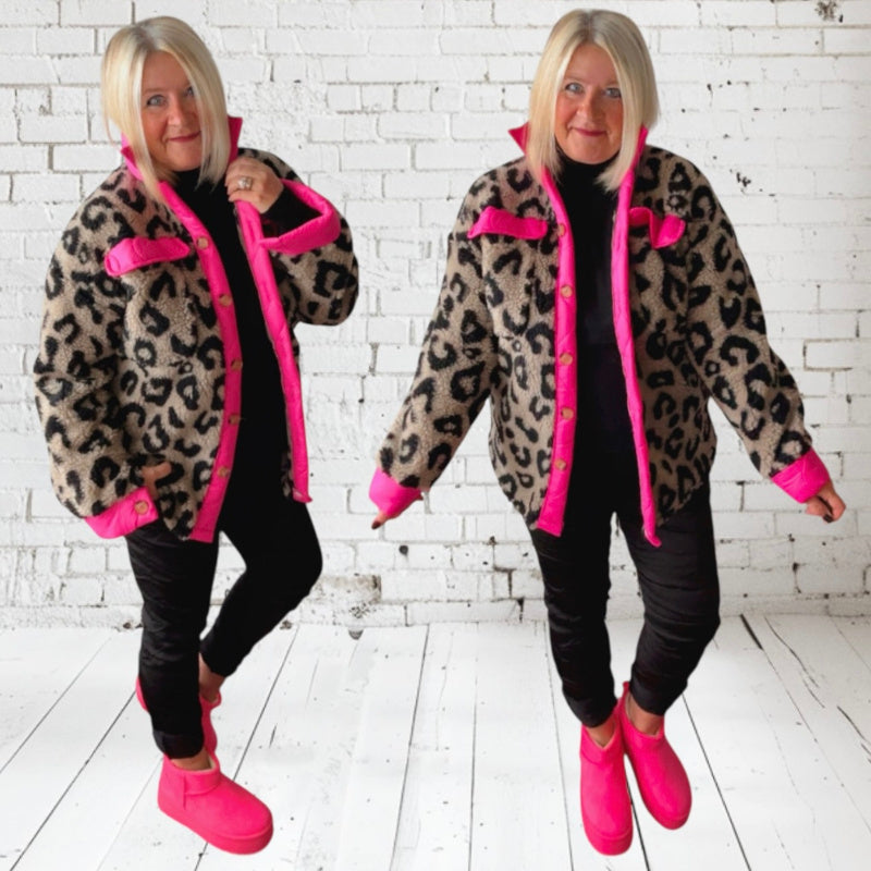 Teddy Hemd Jacke "PINK LEO LOVE"