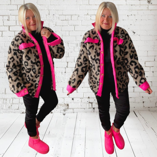 Teddy Hemd Jacke "PINK LEO LOVE"