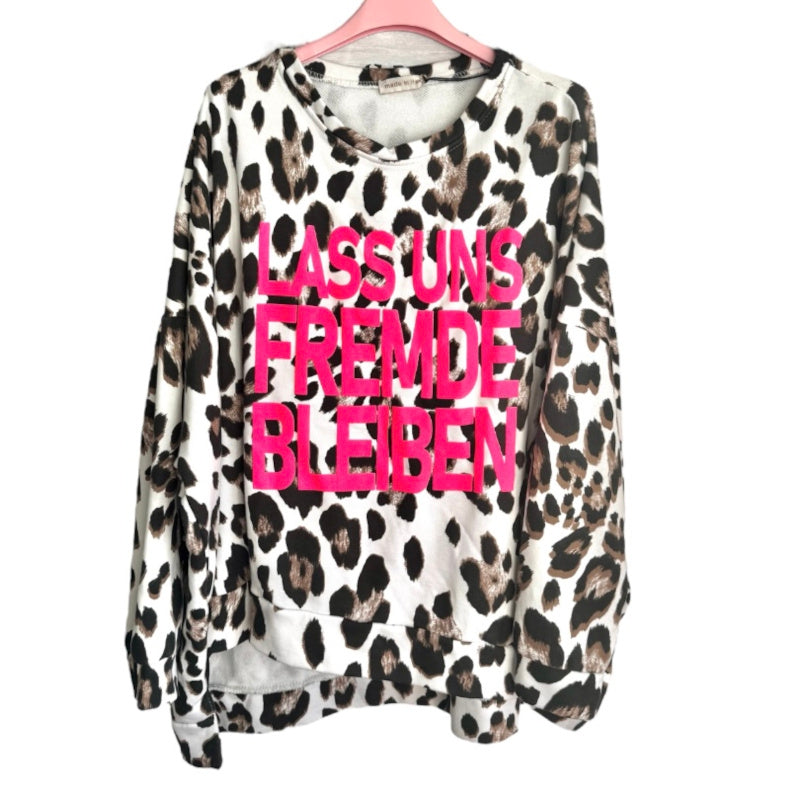 Sweatshirt "FREMDE", weiß-Leo
