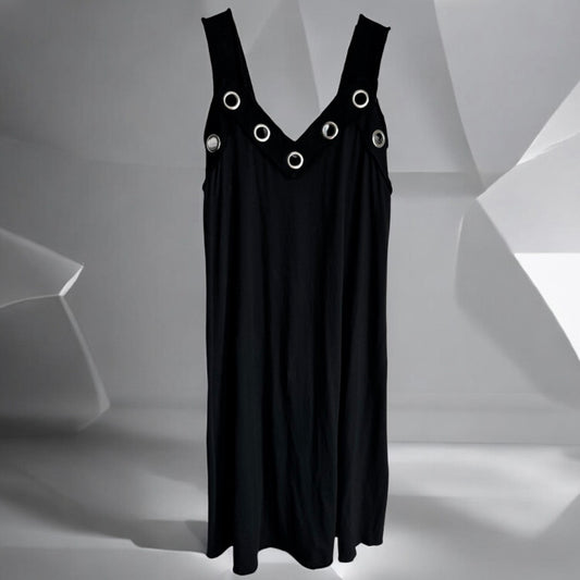Träger Kleid "ESTIE" mit Ösen, schwarz
