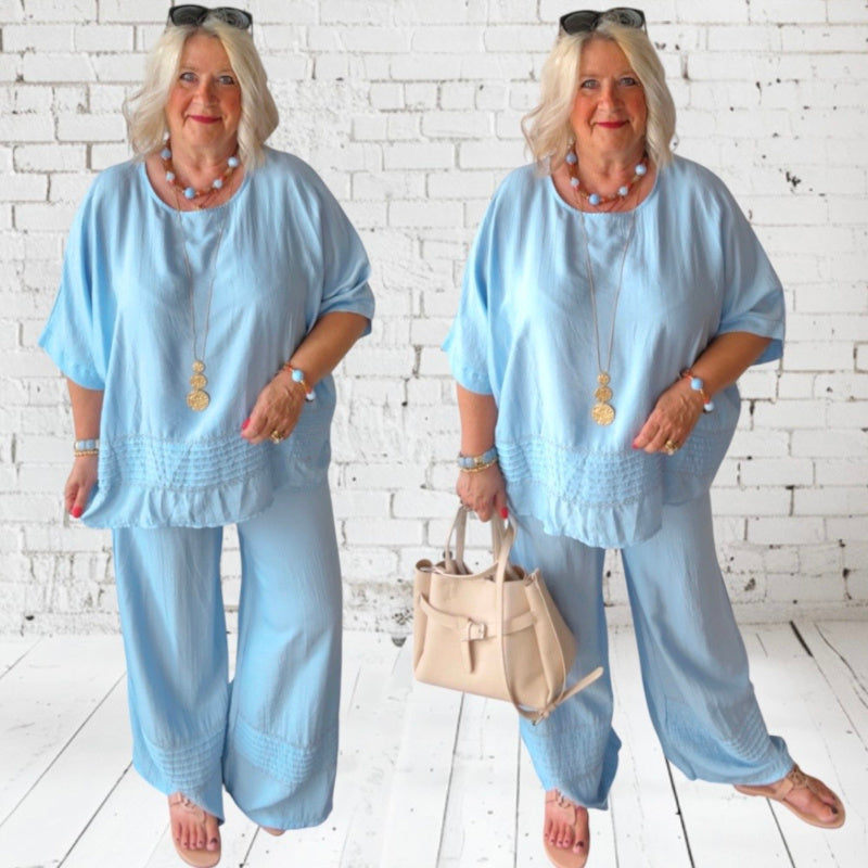 Viskose 2-Teiler "CHICO", hellblau