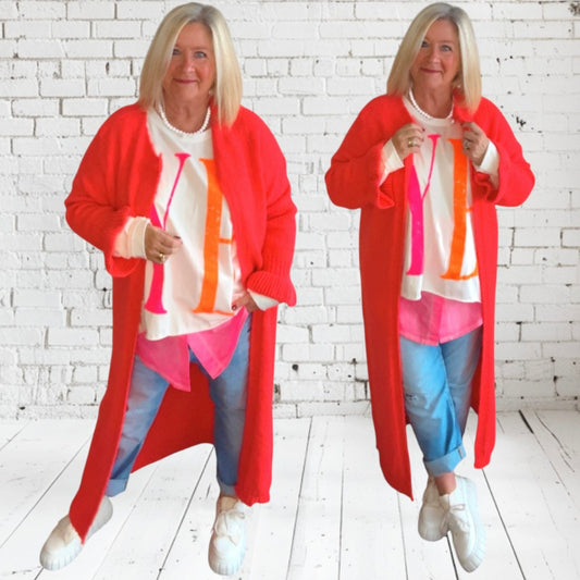 lange Strickjacke "FLIRTY", orange