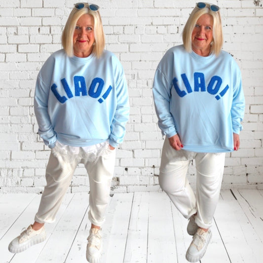 MOOIJ Sweater "CIAO!", hellblau