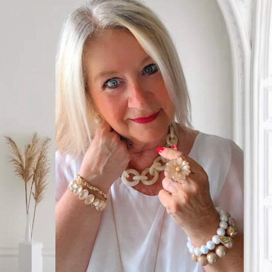 BIBA Glieder-Kette "FLASHBACK", gold / creme