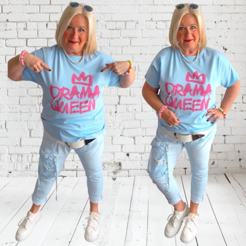 T-Shirt "DRAMA QUEEN" 👑, hellblau