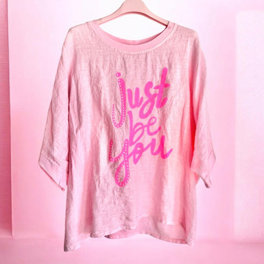 Leinen Shirt "JUST BE YOU", rosa
